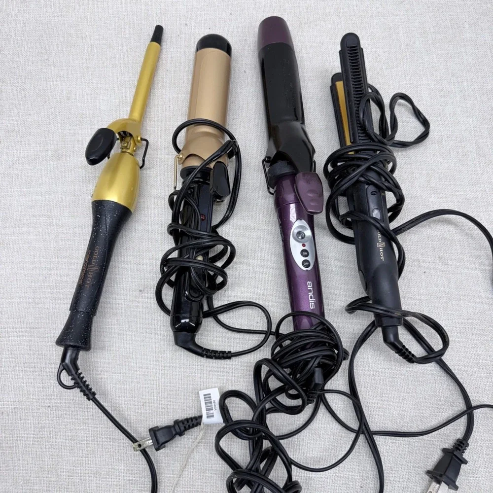 Hair Tool Lot Gold N Hot Conair Andis Curling Irons Flat Iron 4 Piece Bundle‎